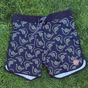 Men's Black Printed Swim Board Shorts